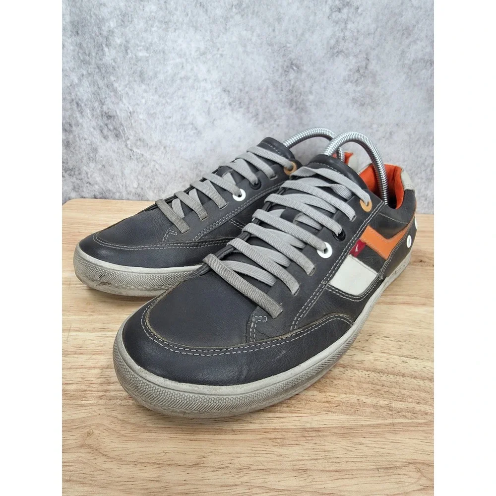Ferracini Sneakers Mens 8 Gray Leather Low Top Casual Shoes Brazil Made 1450E
